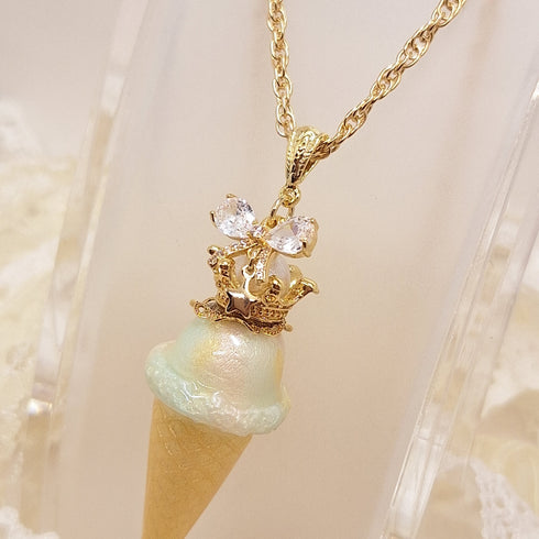 <10049>clown ice necklace rainbow ribbon(Slightly mint)