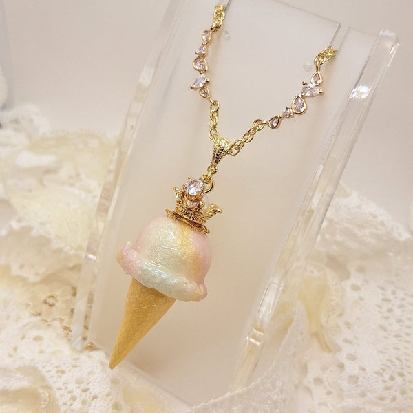 <10050>clown ice necklace rainbow big crystal chain