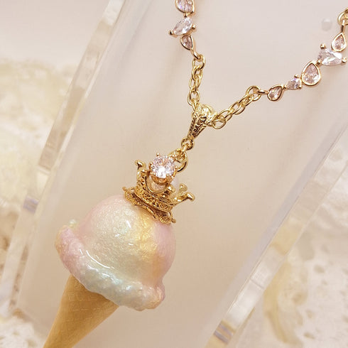 <10050>clown ice necklace rainbow big crystal chain