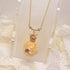 <10051>clown cream puff necklace(pink stone)