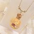 <10051>clown cream puff necklace(pink stone)