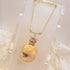 <10053>clown cream puff necklace(green stone)