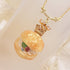 <10053>clown cream puff necklace(green stone)