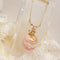 <10054>princess macron necklace gold lace (pink)