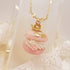 <10054>princess macron necklace gold lace (pink)