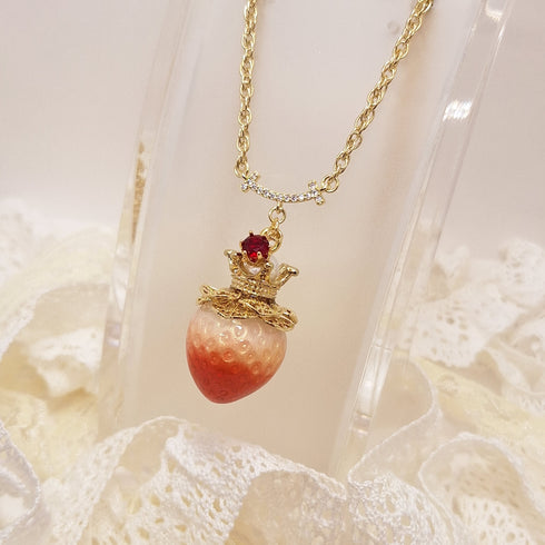 <10065>princess strawberry necklace red stone (pure red)