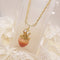 <10066>princess strawberry necklace clear stone (pure red)