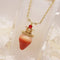 <10067>princess strawberry necklace leaf red stone (pure red)