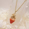 <10070>princess strawberry necklace leaf (pure red)