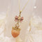 <10073>princess strawberry necklace pink ribbon