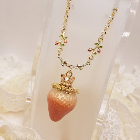 <10074>princess strawberry necklace leaf chain (elegant rose)