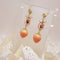 <10078>strawberry rose earrings crystal charm (elegant rose)