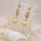 <10079>strawberry rose earrings crystal charm (brilliant pink)