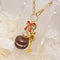 <10085>clown macron rabbit key charm (cocoa x pink stone)