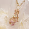 <10088>clown macron rabbit key charm gold print(pink)
