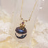 <10091>dark crystal clown macron necklace(3 blue stone)