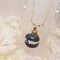 <10092>dark crystal clown macron necklace(2 blue stone)