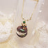 <10093>dark crystal clown macron necklace(green stone)