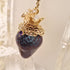 <10095>dark princess strawberry leaf necklace(purple stone)