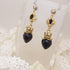 <10097>dark strawberry black charm earrings