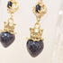 <10097>dark strawberry black charm earrings