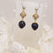 <10098>dark strawberry cross charm earrings