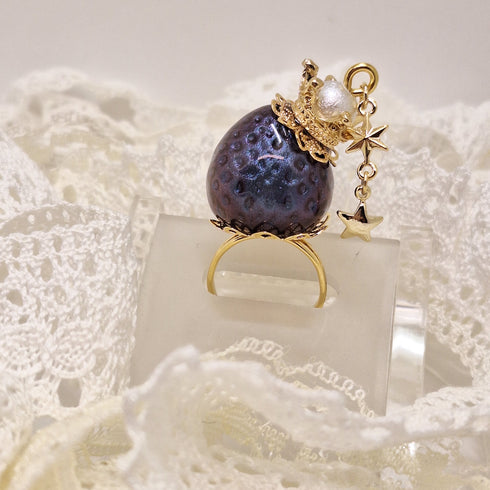<10099>dark princess strawberry ring star charm(slightly purple)