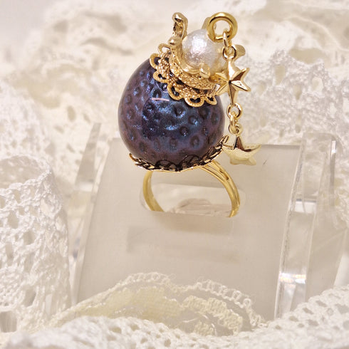 <10099>dark princess strawberry ring star charm(slightly purple)