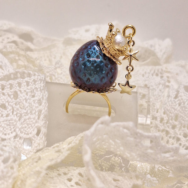<10100>dark princess strawberry ring star charm(slightly blue)