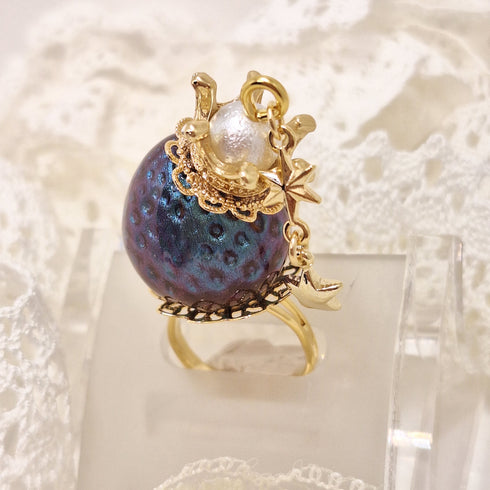 <10100>dark princess strawberry ring star charm(slightly blue)