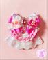 <11005>Jabot-Style Pink and White Clip
