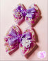 <11006>Embroidered Ribbon Hair Clip (Purple)