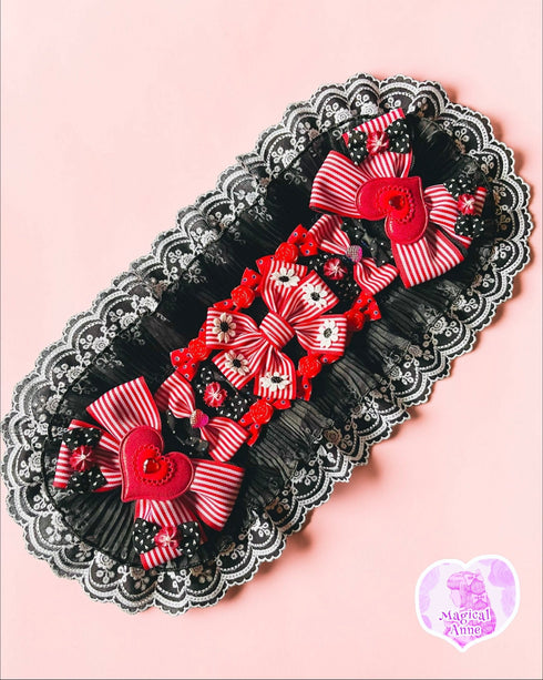 <11020>Many Ribbons Headdress (Black and red)
