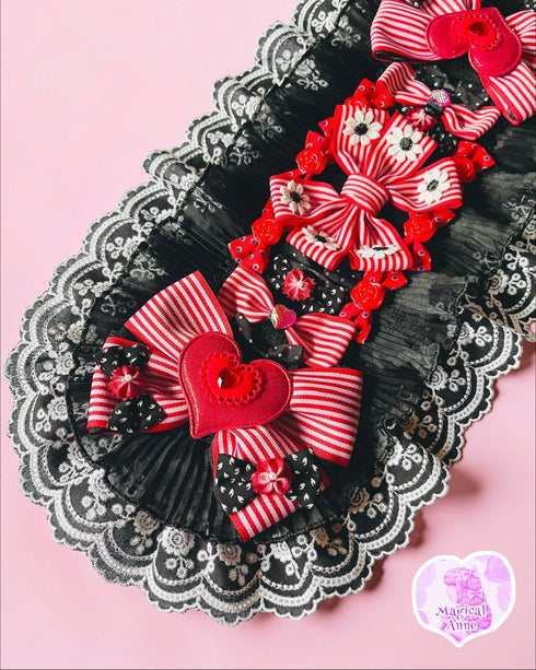 <11020>Many Ribbons Headdress (Black and red)