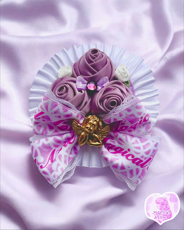 <11027>Purple Rose Clip (White)