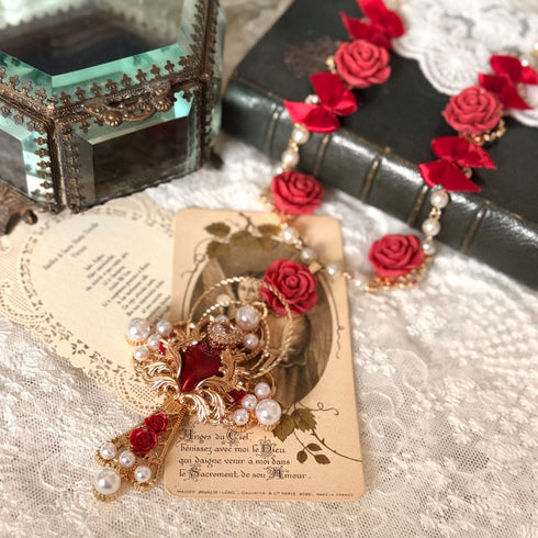 <12005>Rose Sacred necklace - Red