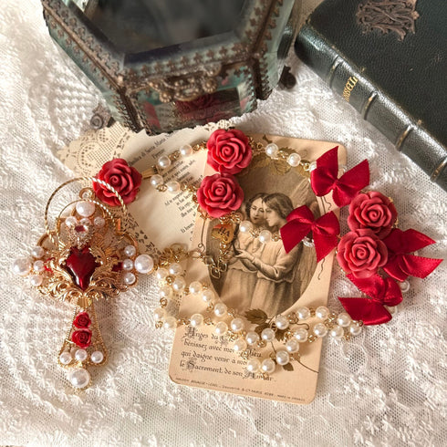 <12005>Rose Sacred necklace - Red