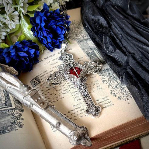 <12012>Vas Incarnationis necklace - Cross - Red