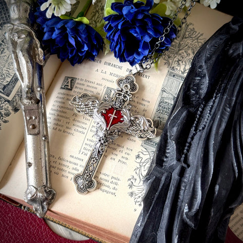 <12012>Vas Incarnationis necklace - Cross - Red