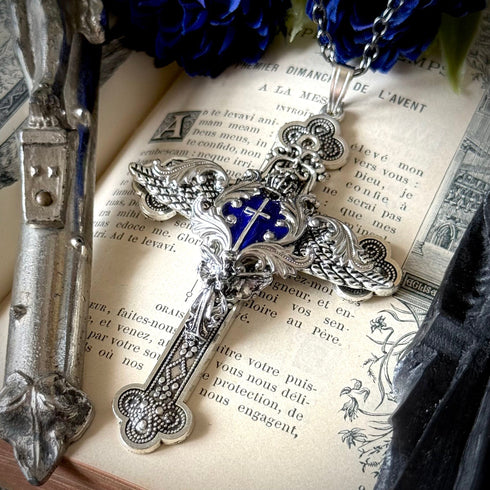 <12014>Vas Incarnationis necklace - Cross - Blue