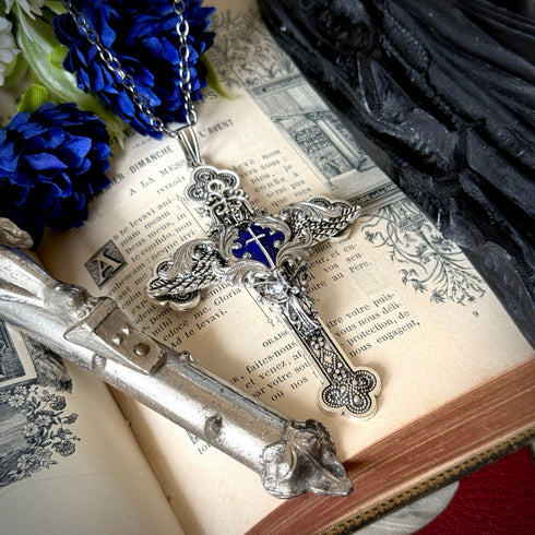 <12014>Vas Incarnationis necklace - Cross - Blue