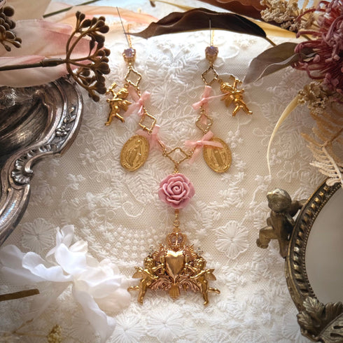 <12015>Rococo Grace necklace - Pink
