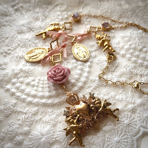 <12015>Rococo Grace necklace - Pink