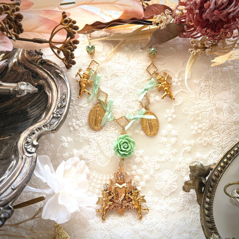 <12016>Rococo Grace necklace - Green