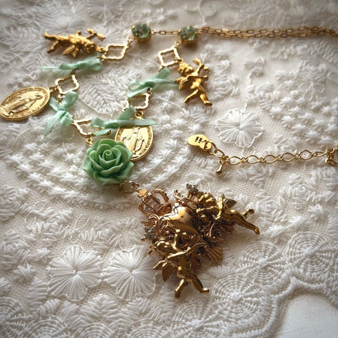 <12016>Rococo Grace necklace - Green