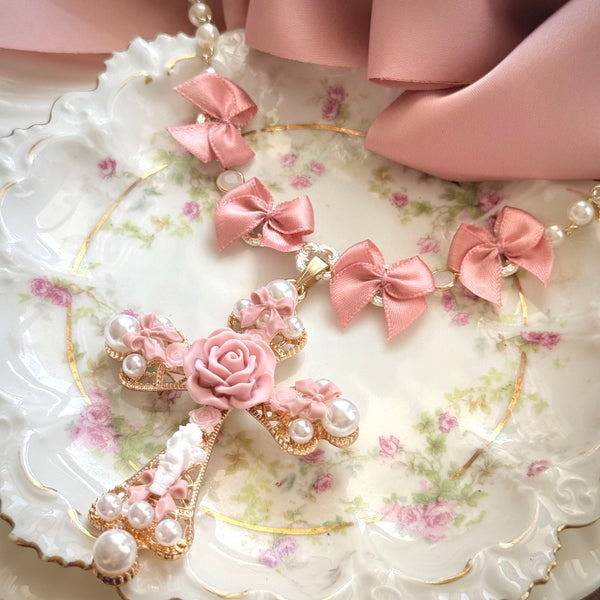 <12019>Parure de Rose necklace - Pink