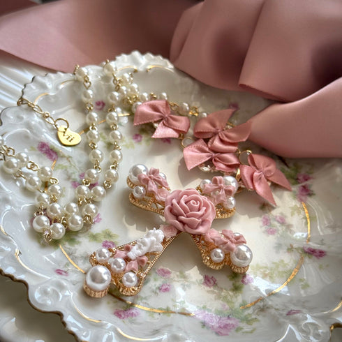 <12019>Parure de Rose necklace - Pink