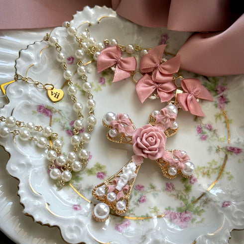 <12019>Parure de Rose necklace - Pink