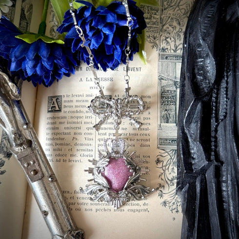 <12031>The Virtuous Rose necklace - Silver Pink