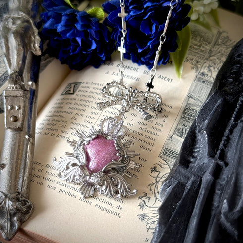 <12031>The Virtuous Rose necklace - Silver Pink